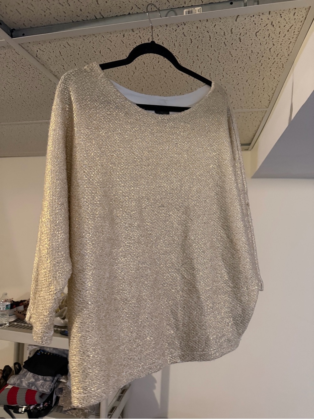 Women's Worthington Metallic Cream Pullover Top